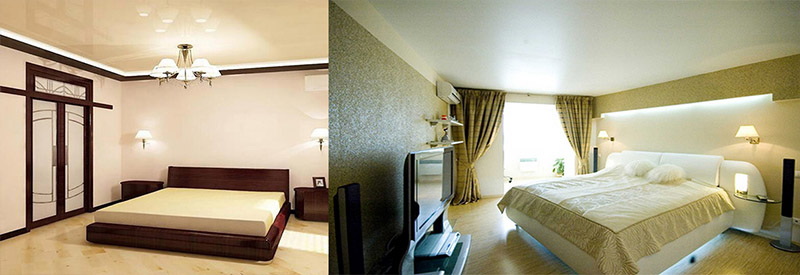 Натяжной потолок в спальне